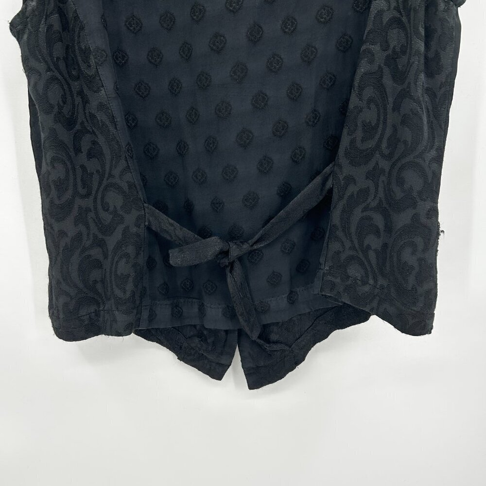 CITRON Women's Black Jacquard Button Up Lightweight Vest Blouse Top Size Medium - Picture 5 of 7